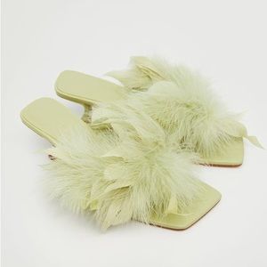 Light green feather sandals